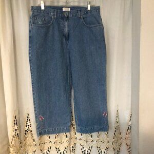 Christopher & Banks denim embroidered capris